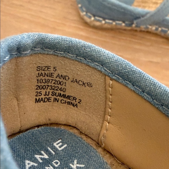 Janie and Jack Chambray Blue Espadrille Ballet Flat Baby/Toddler size 5 - Picture 6 of 6